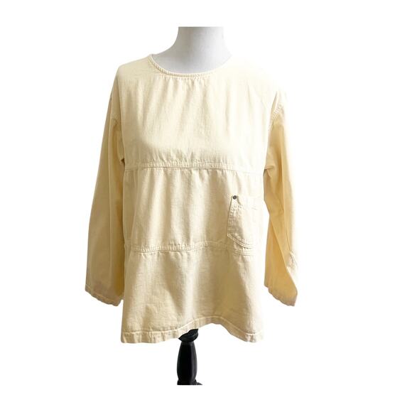 Lagenlook Tops - Marc Ware Tunic Top Women's XL Yellow Lagenlook Long Sleeve Pullover Cottagecore